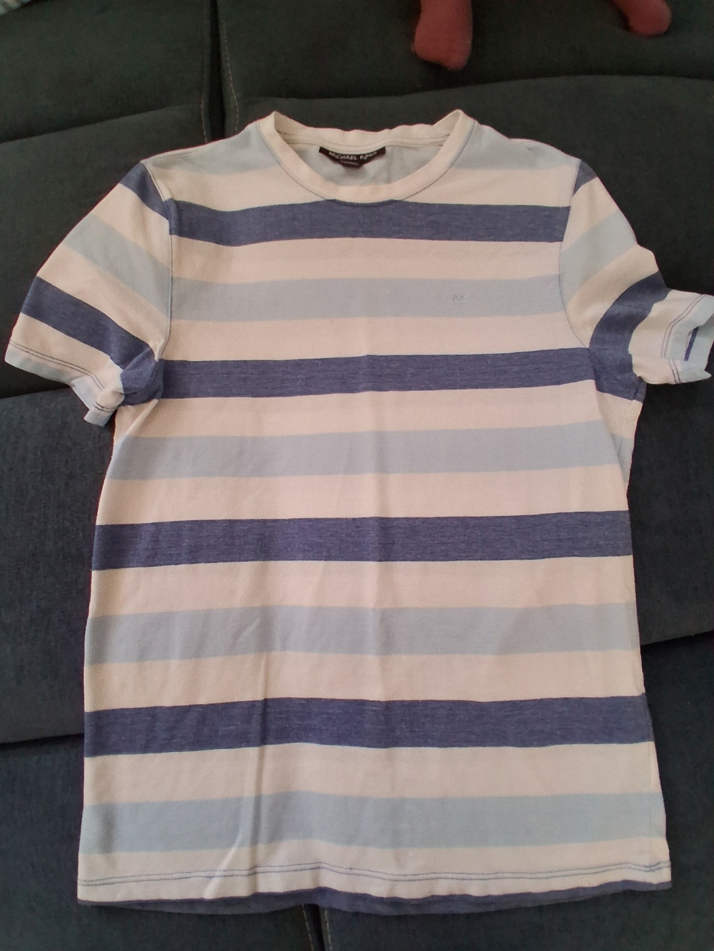 Michael Kors Boys Short Sleeve Stripe Tee in Navy & Light Blue